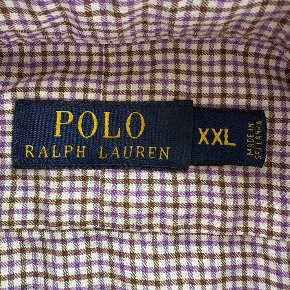 Polo Ralph Lauren Purple Brown White Plaid Button Down Flannel Shirt Men's XXL - Picture 6 of 13